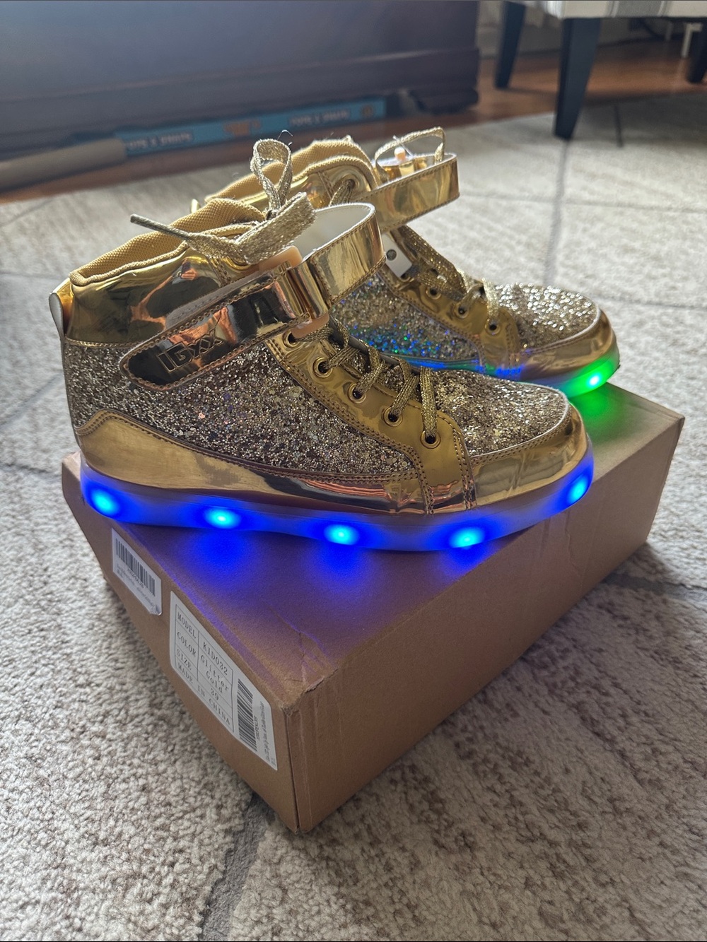 Awesome Gold Light-Up High-Top Sneakers!